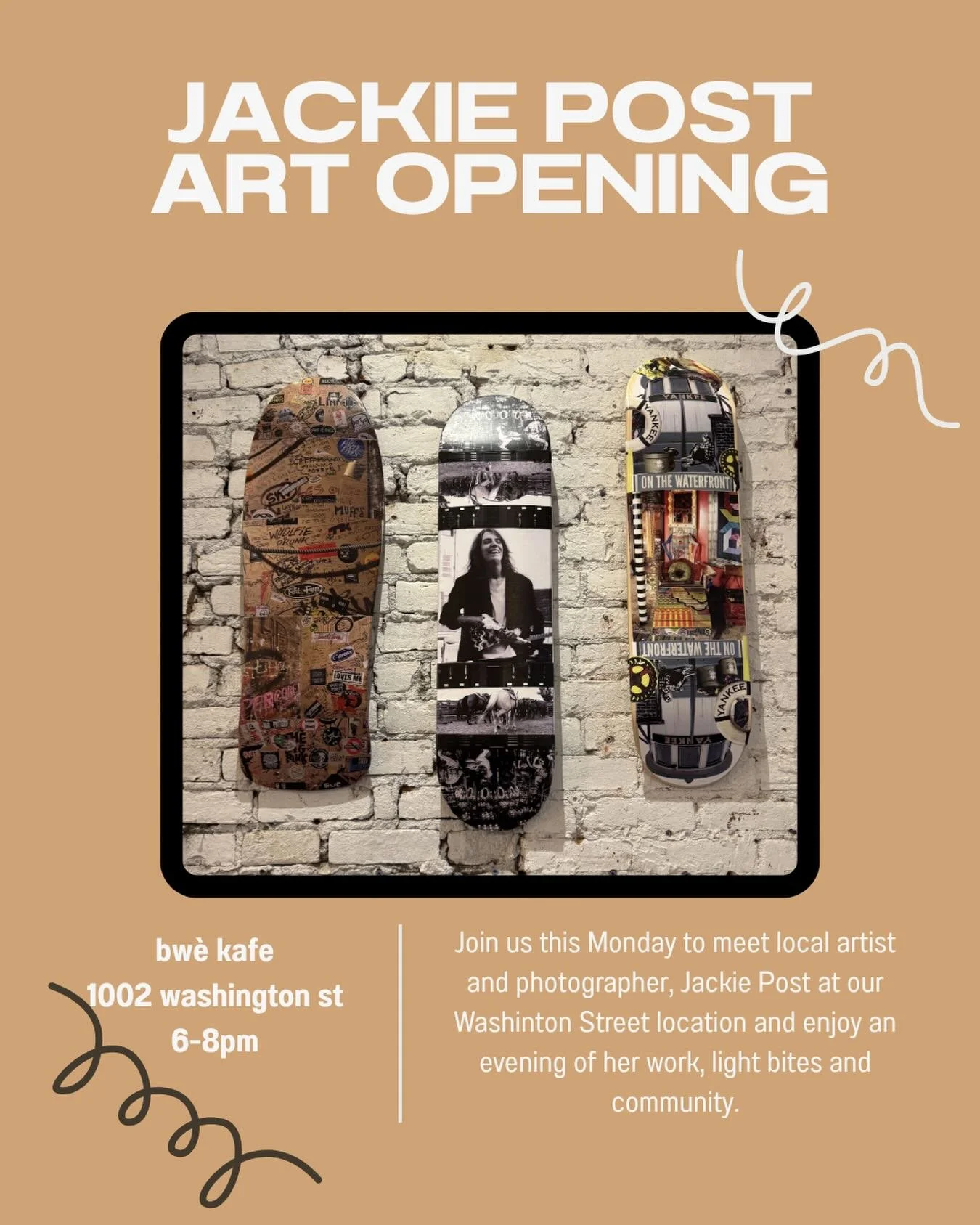 Join us this Monday, May 4th from 6-8pm at our Washington St location to welcome and enjoy Jackie Post&rsquo;s Art Exhibition. Look forward to seeing you all there!
@jacpost