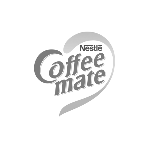 Logo for Nescafé Coffee mate featuring a stylized coffee cup and a question mark