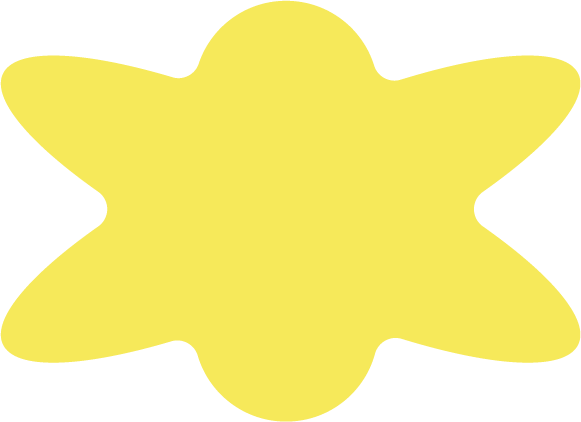Yellow star-shaped object with rounded edges and five points.