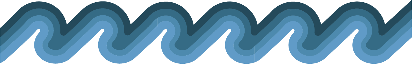 Stylized blue wave pattern with black background.