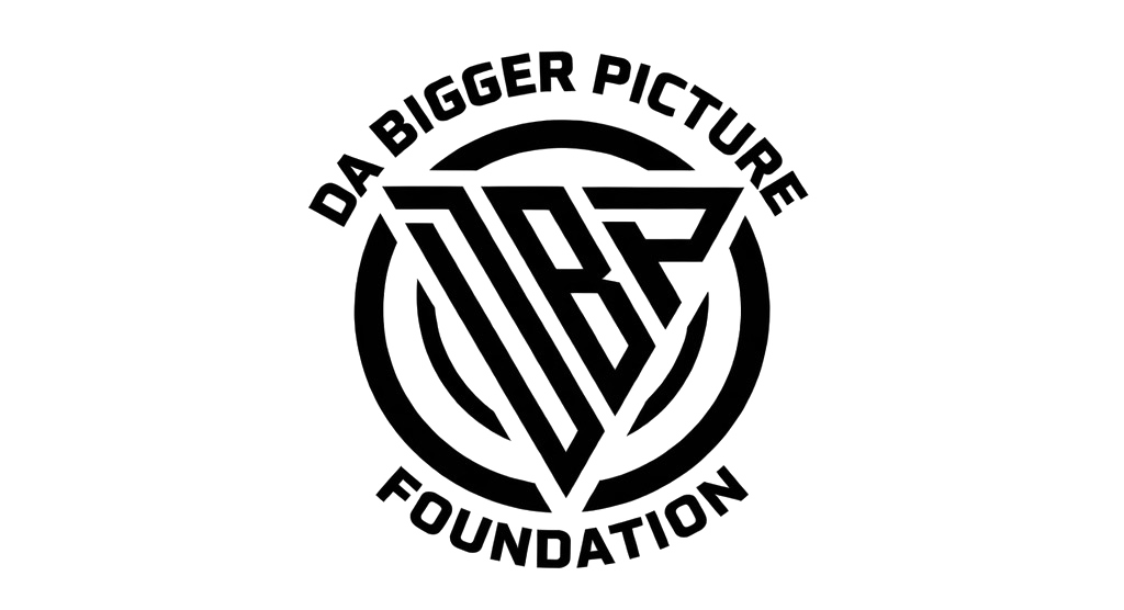Logo of the D.A. Bigger Picture Foundation featuring a stylized circular emblem with overlapping letters and the foundation's name.