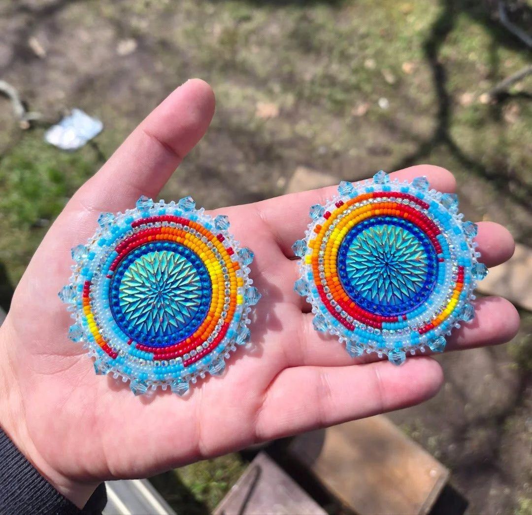Fire and Sky Beaded Earrings