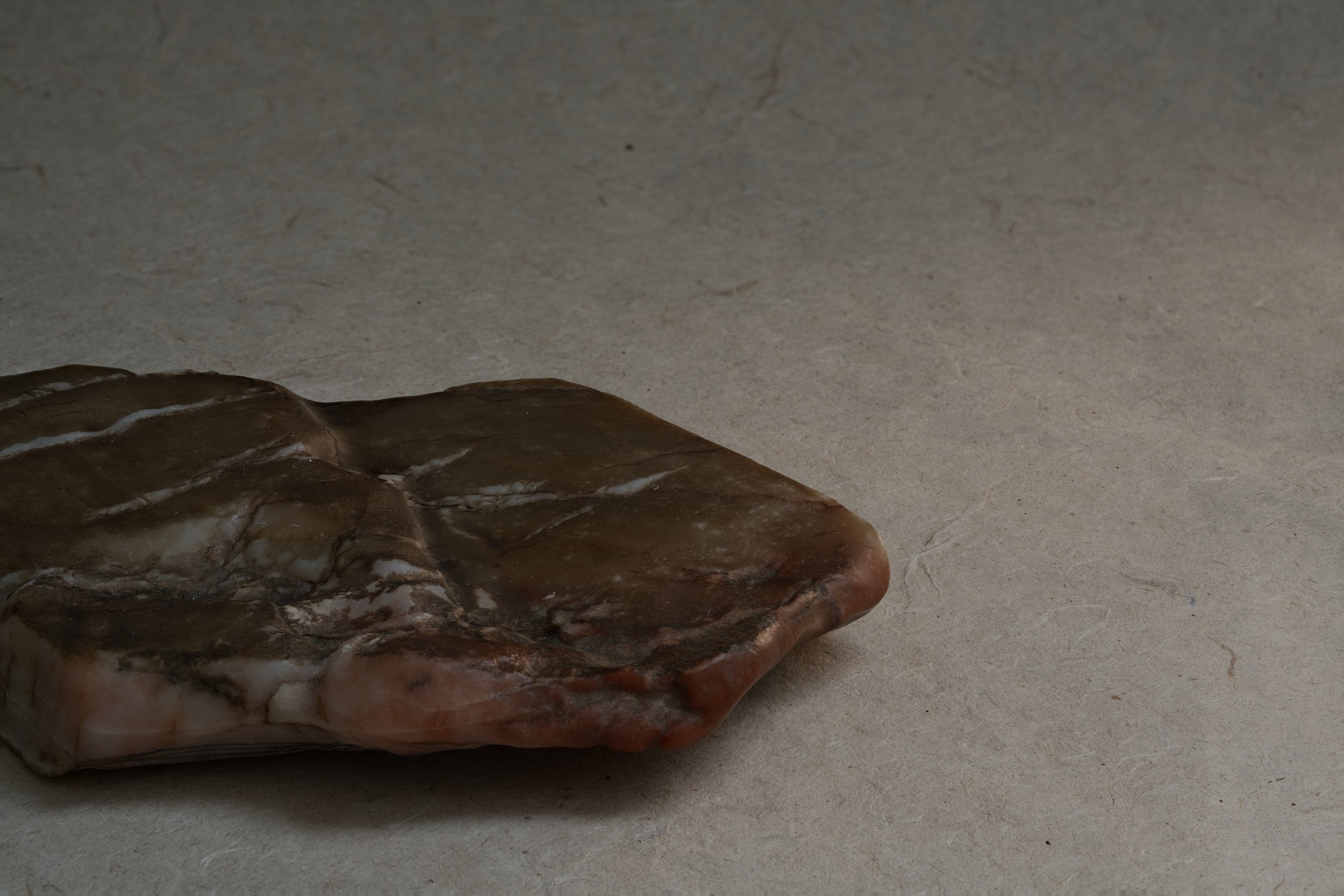 Close-up of a raw meat cut on a textured surface.