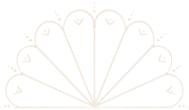 A white decorative fan-shape