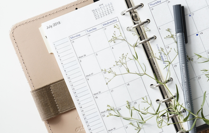 White planner for scheduling