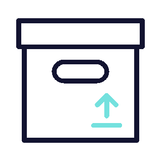 Icon of a cardboard box with an upward arrow indicating upload.