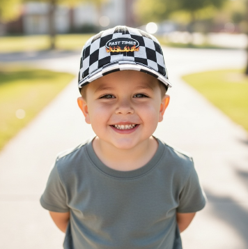 Fast Times Checkered Toddler Flag Hat – Premium Embroidered Racing Cap