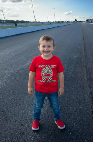 Boys Racing Shirt – “Livin’ the Dream at the Race Track” – Kids Race Car T-Shirt, Youth Motorsports Tee, racing Fan Gift