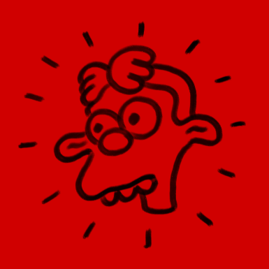 Cartoon illustration of a surprised or confused character with a melting head revealing a skull