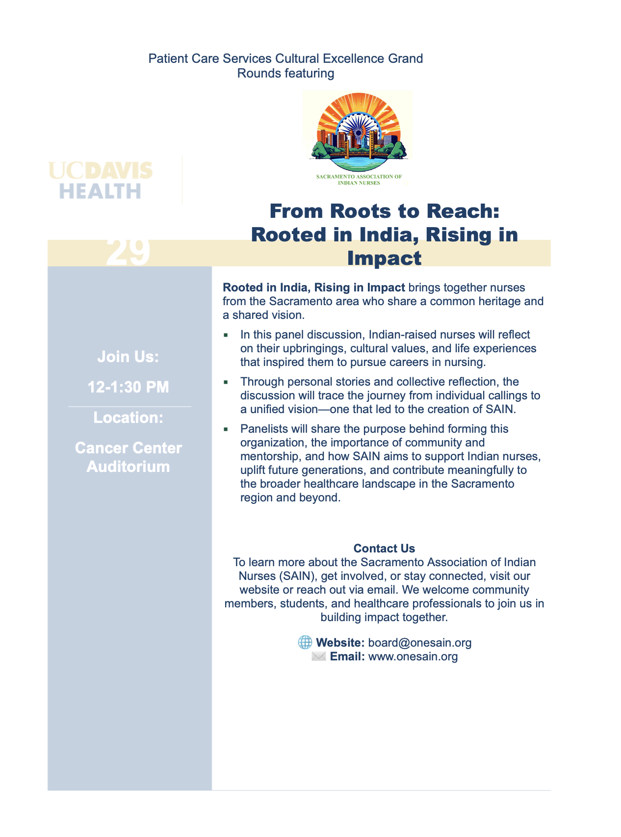 SAIN Members to Speak at UC Davis Patient Care Services Cultural Excellence Panel