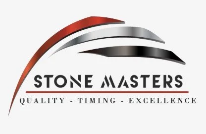 Stone Masters logo with red, white, and black curved lines and the tagline "Quality, Timing, Excellence."