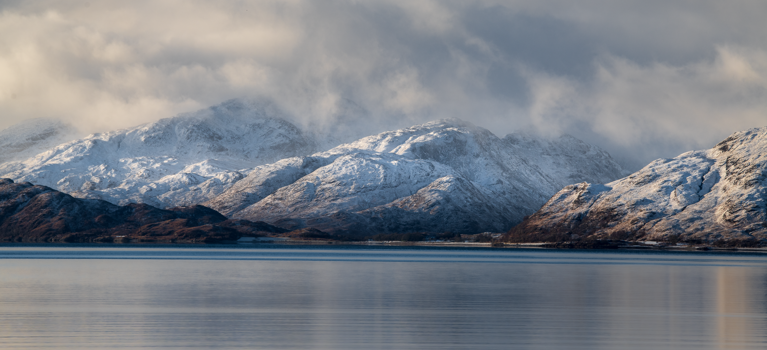 Looking across Loch Linnhe towards a wintery Aryhoulan