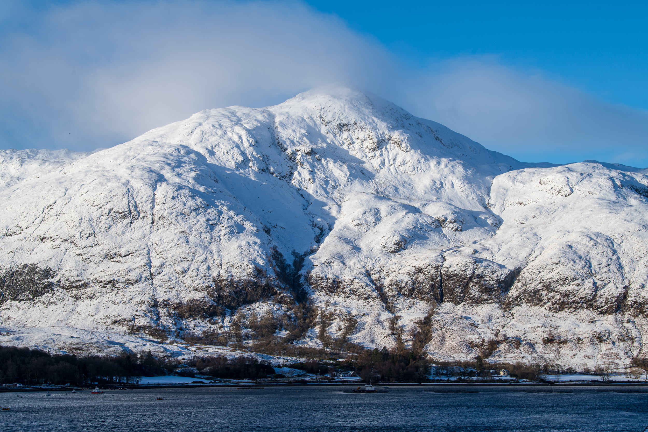 Looking across Loch Linnhe towards a wintery Aryhoulan