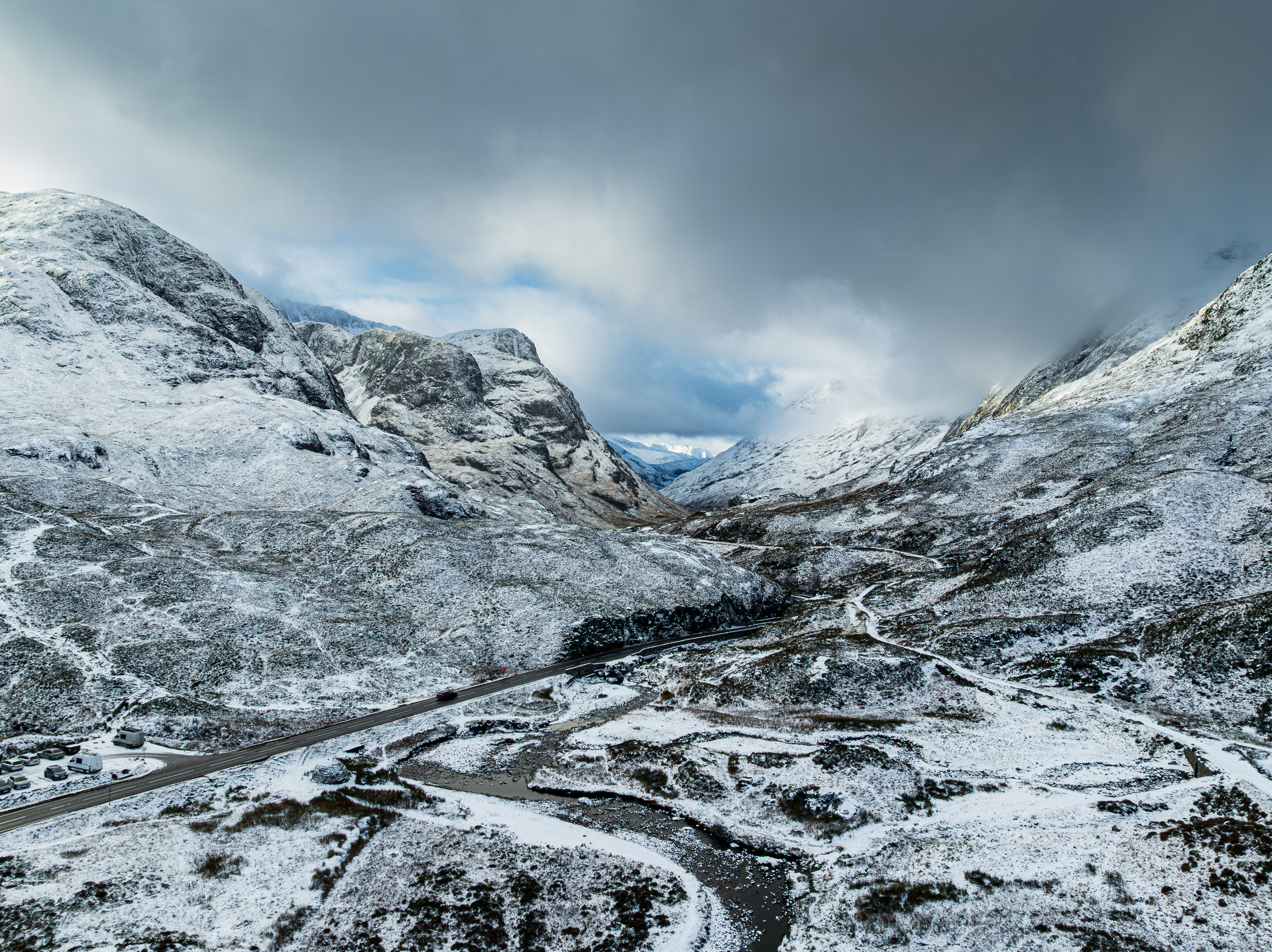 Glencoe -Looking towards a wintery Three Sisters