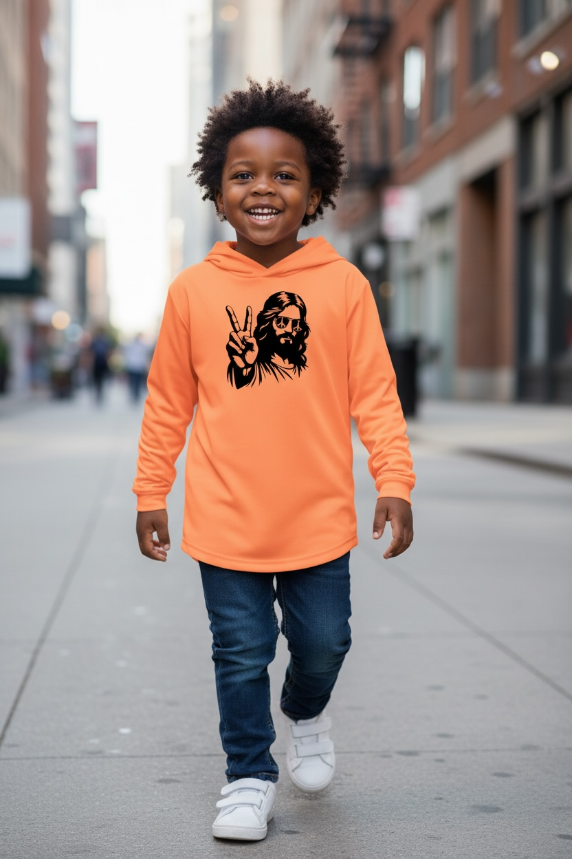 Toddler Peace Jesus Long Sleeve Hooded Tee
