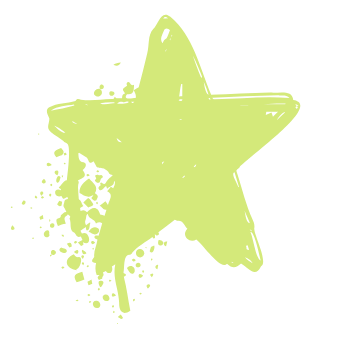 Light green star with paint splatter background.