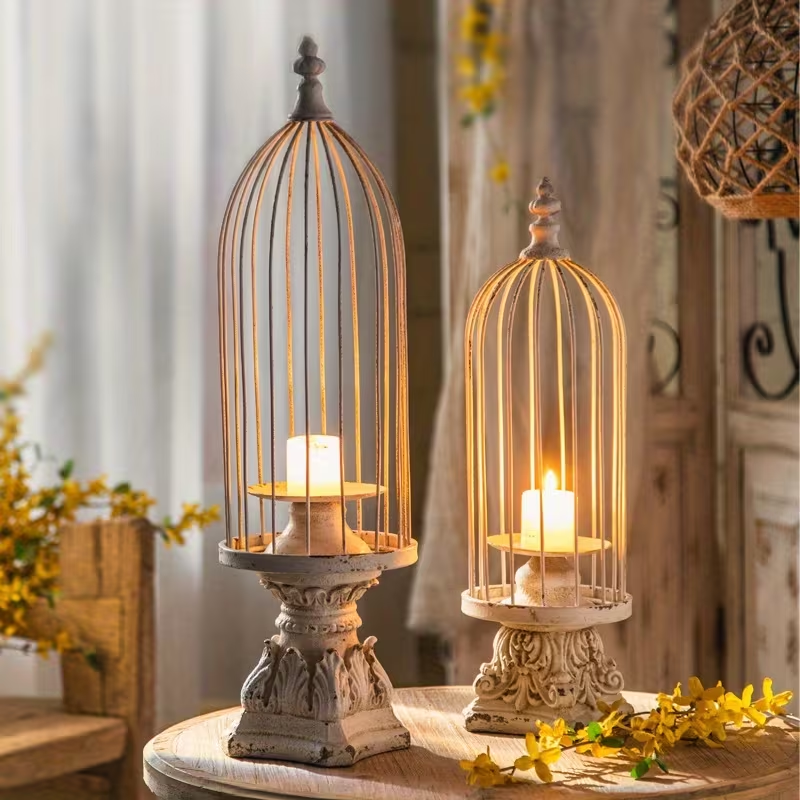 Ivory Heirloom Birdcage Candle Holder