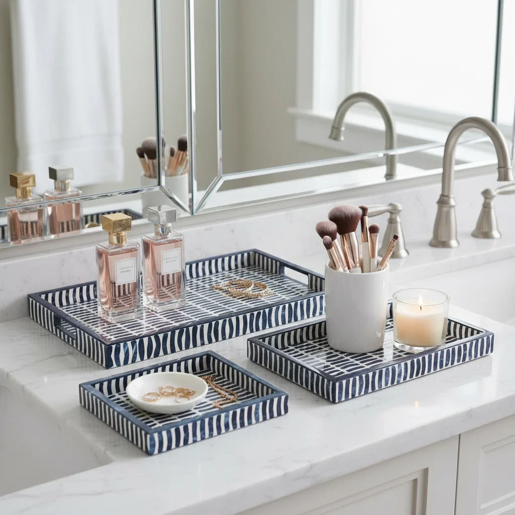 Mediterranean Blue Accent Tray Collection – Set of 3