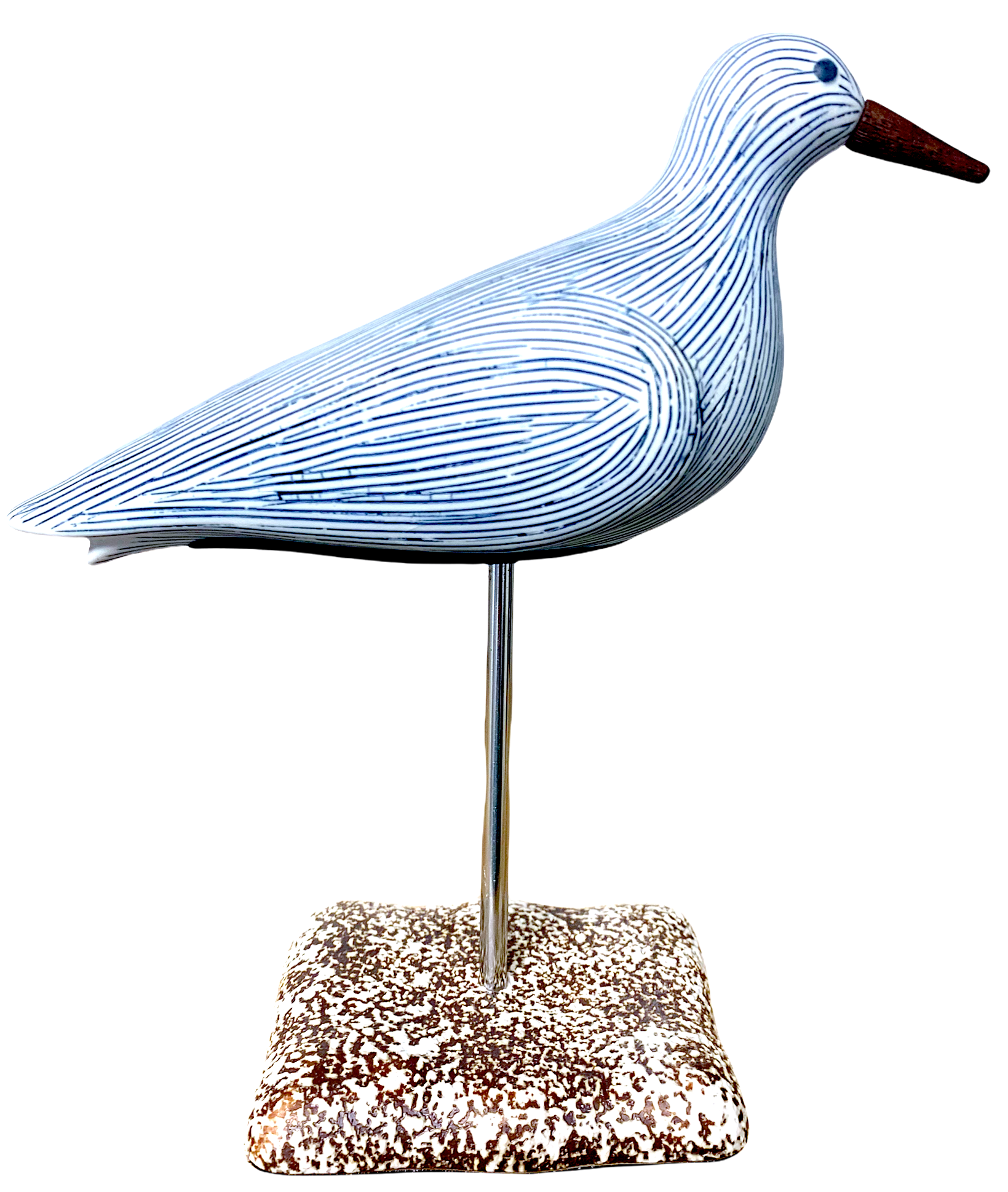 Coastal Flight Porcelain Seagull Sculpture on Metal Stand