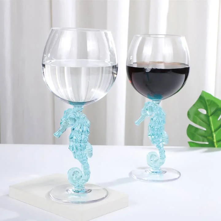 Coastal Seahorse 18 oz Shatterproof Acrylic Wine Glass