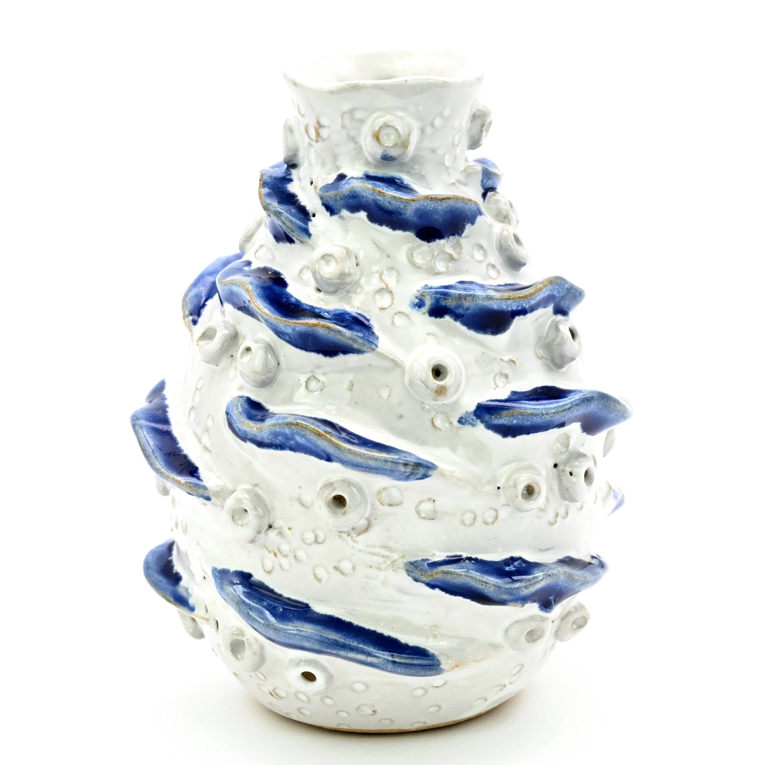 Tidal Reef Blue & White Seaweed Bud Vase