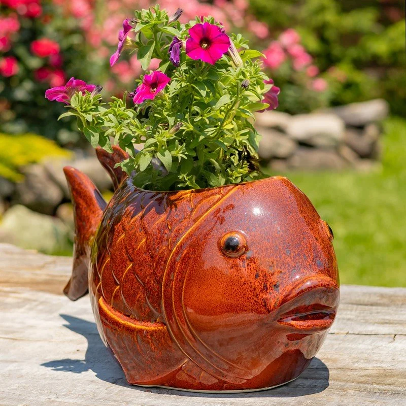 Koi Ceramic Fish Planter