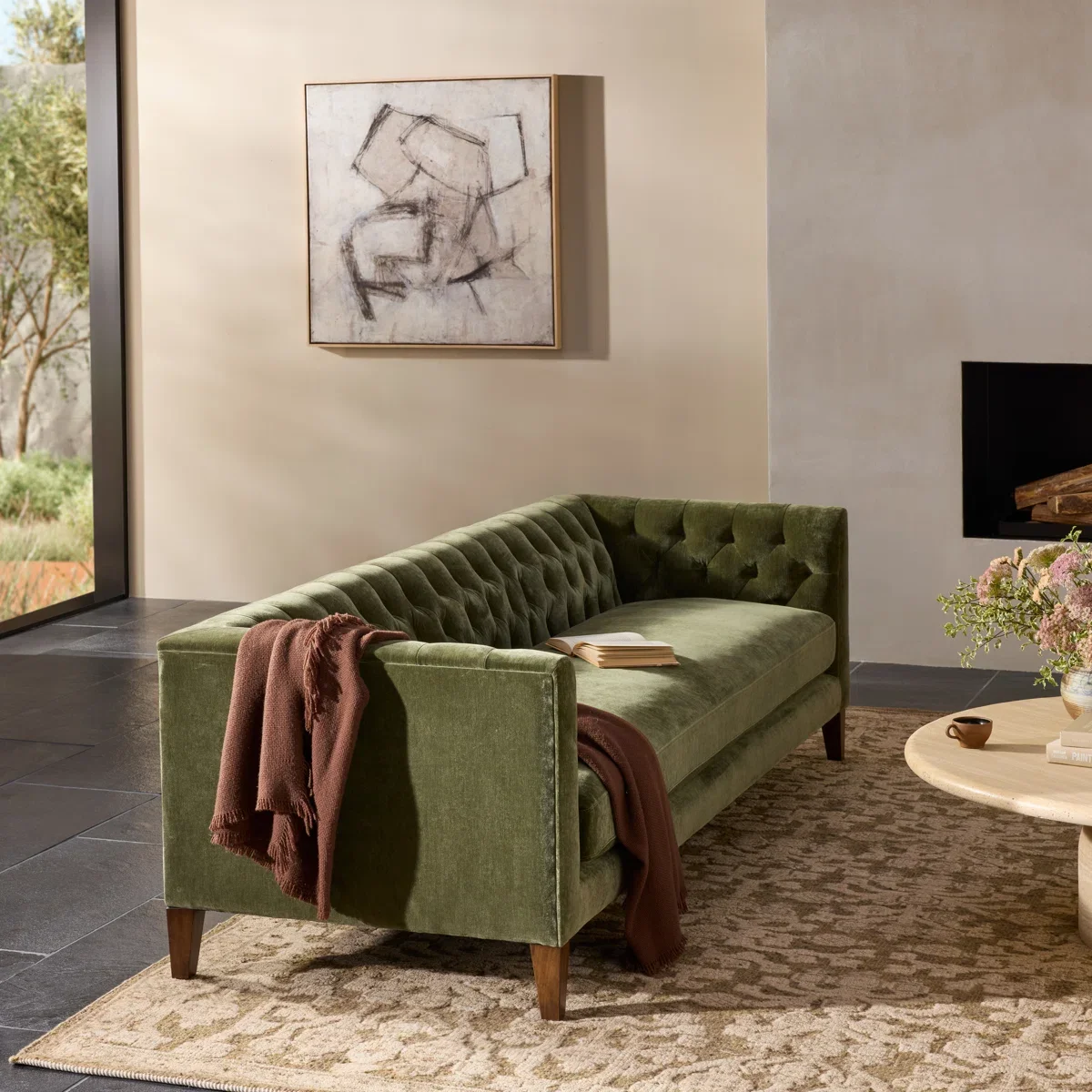 Verona Grand Tufted Chesterfield Velvet Sofa – 96"