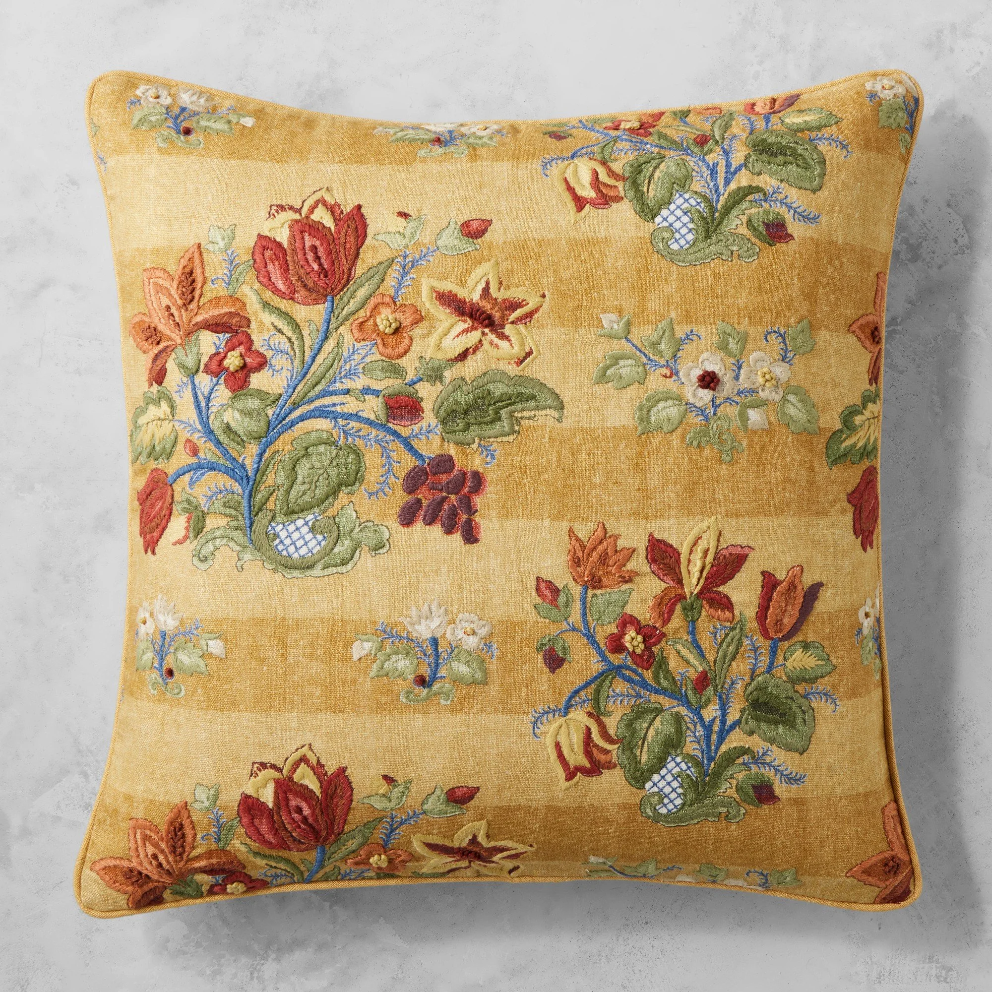 Harvest Floral Stripe Pillow Cover