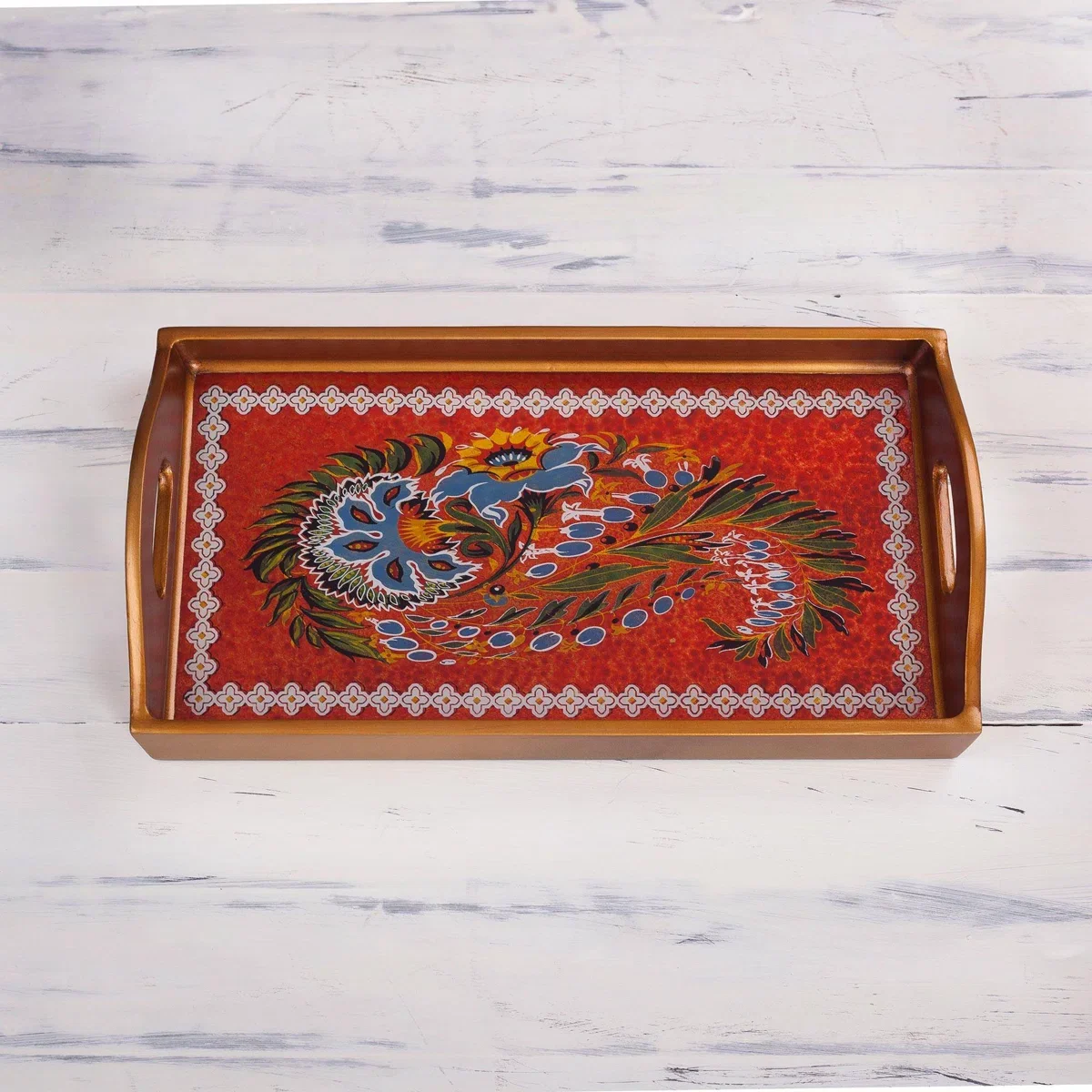 Arequipa Jardin Rouge Rectangular Tray