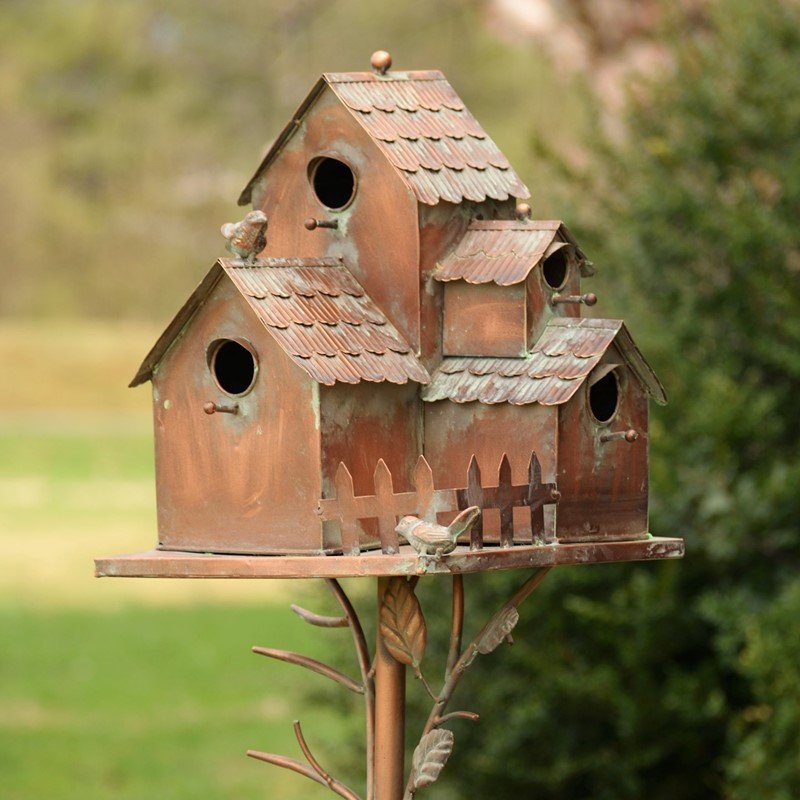 Heritage Country Multi-Home Iron Birdhouse on Stake
