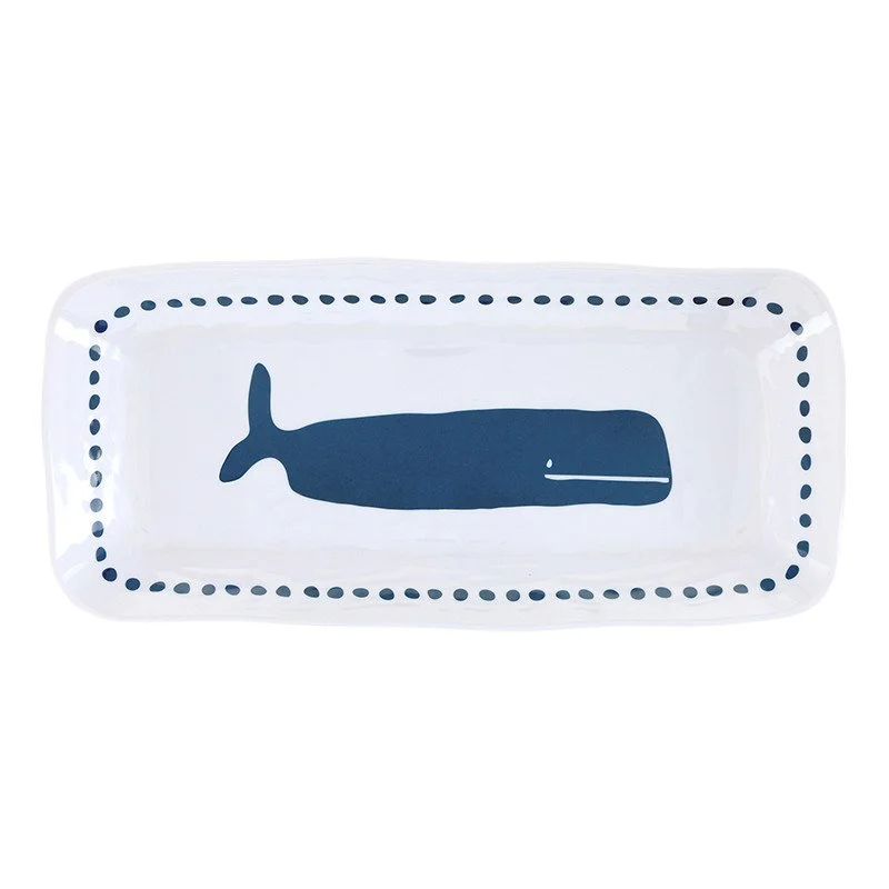 Coastal Whale Melamine Serving Platter