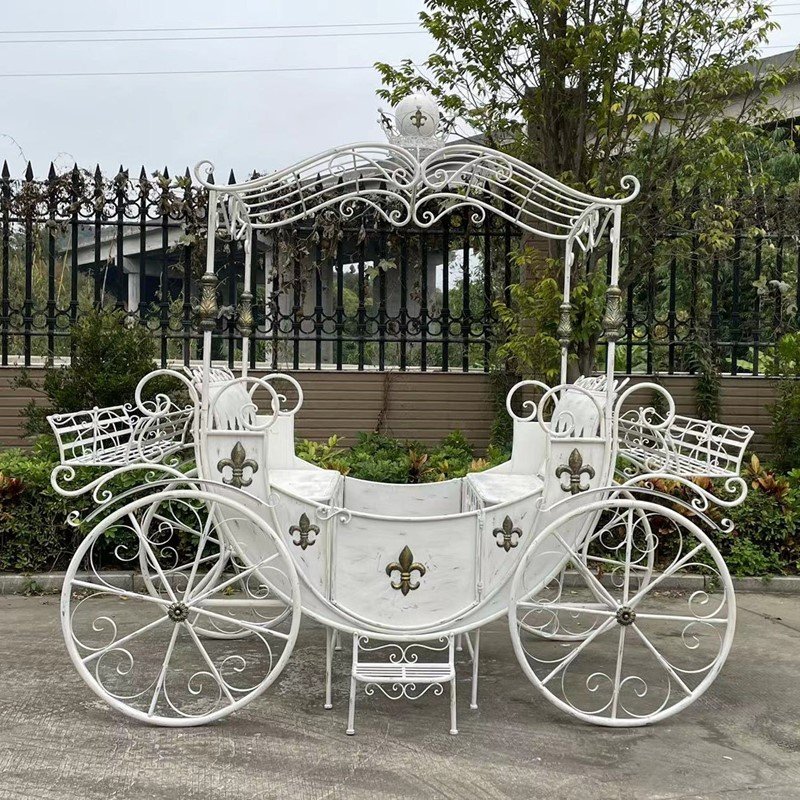 Parisian Garden Carriage with Planters – Antique White