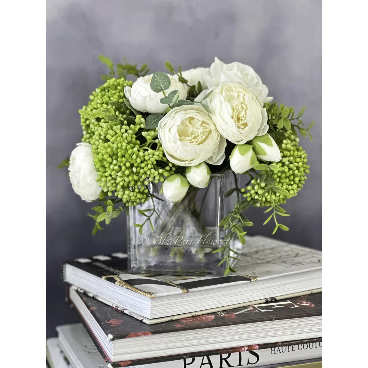 Romantic French Peony & Rose Faux Floral Arrangement