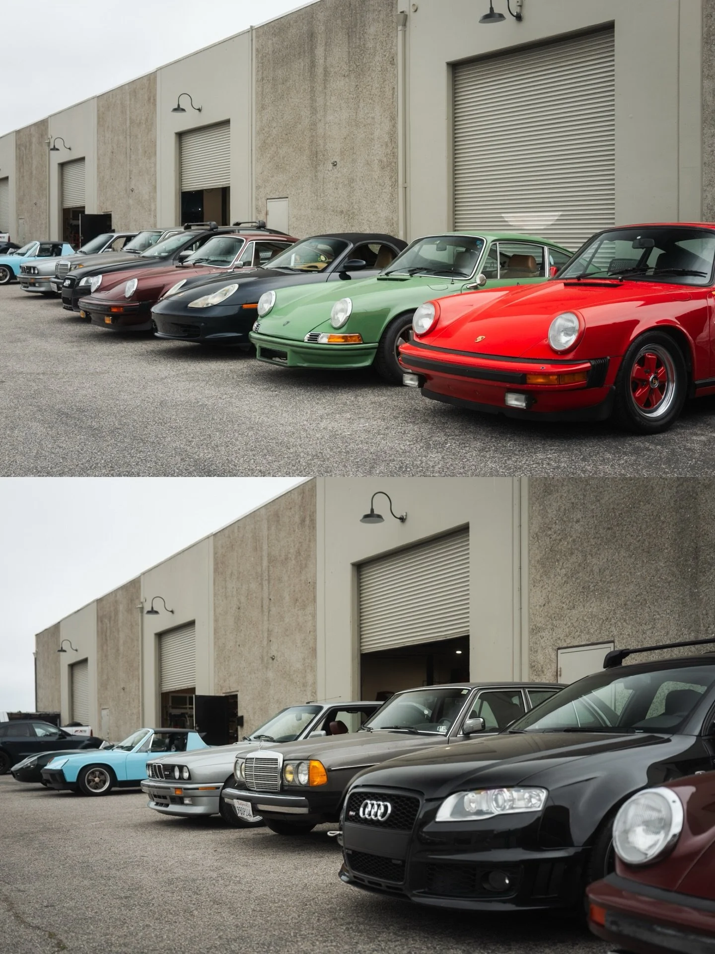 Solid lineup at the shop this week. As always, plenty of Porsches front and center, with a Volkswagen, BMW, Mercedes, MG, Jaguar, and Audi rounding out the mix.

And that&rsquo;s just what you can see, behind the scenes there&rsquo;s an even bigger s