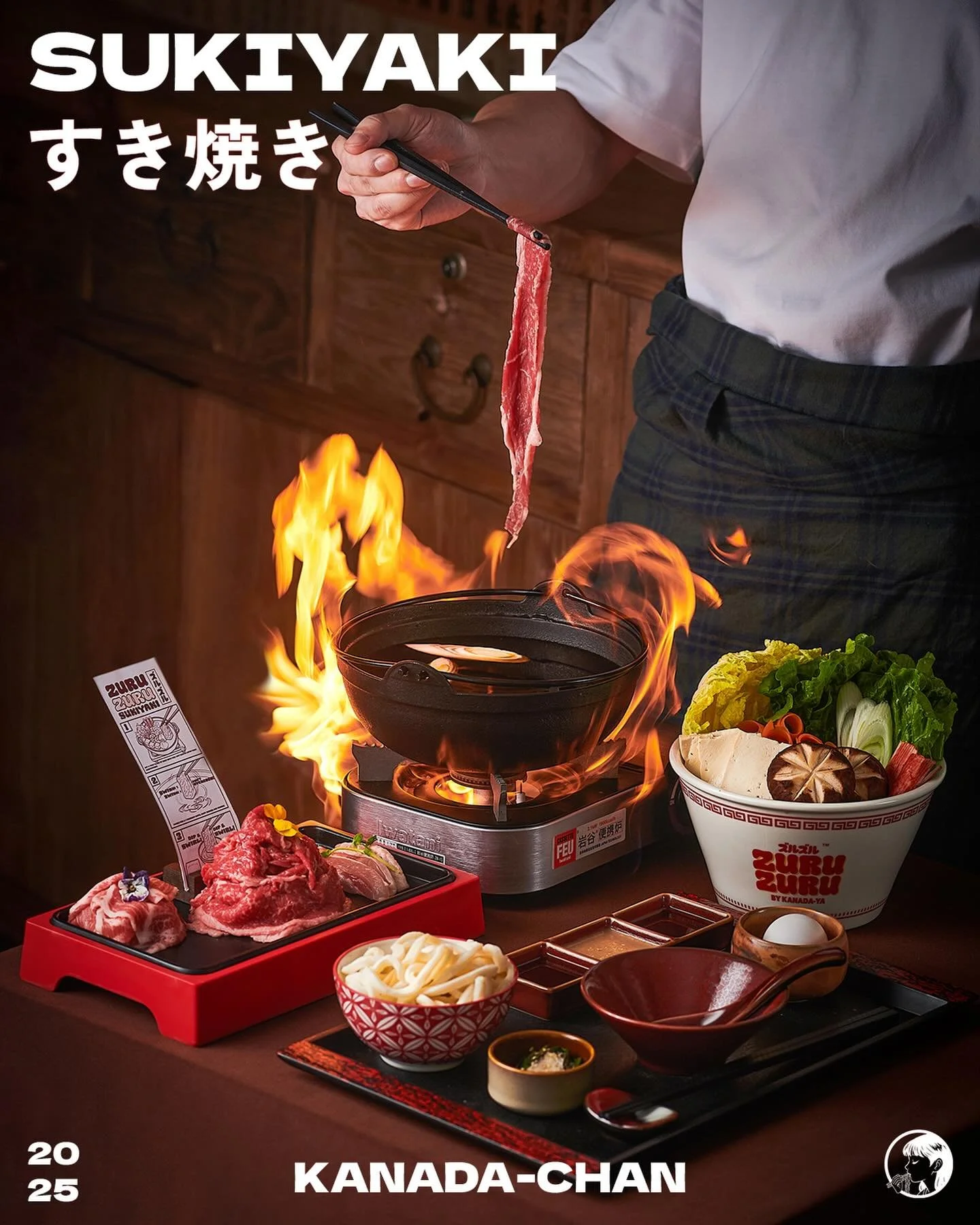 SUKIYAKI TIME! 🍲🔥
Dip, swirl, and enjoy &mdash; the perfect bite, Kanada-Chan style.

#kanadachan #kanadaya #sukiyaki
