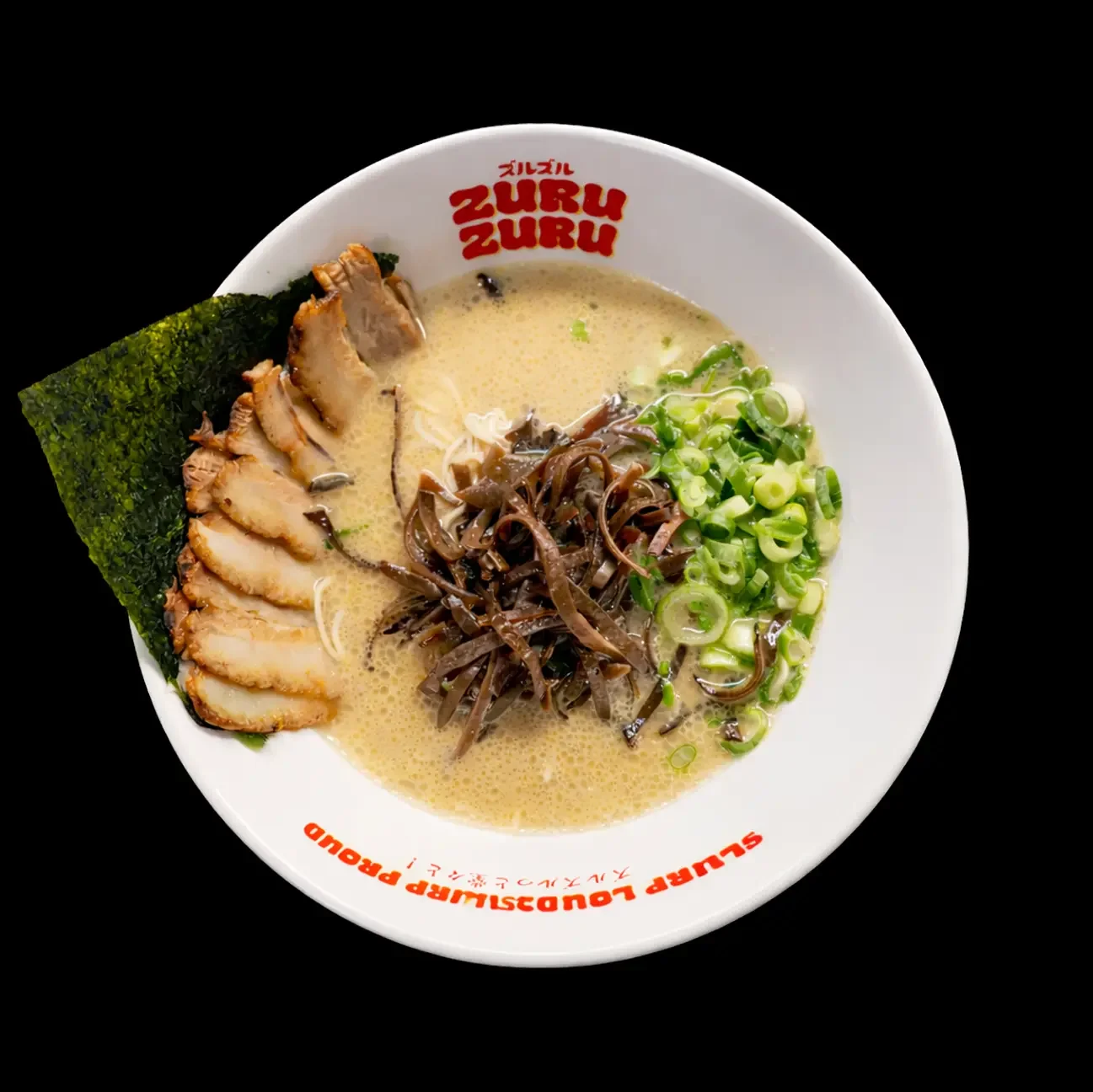 Tonkotsu X. Broth : Pork bone broth     What’s inside :chashu pork belly,   spring onions, wood ear fungus, yuzu-shoyu  - Exclusive to London