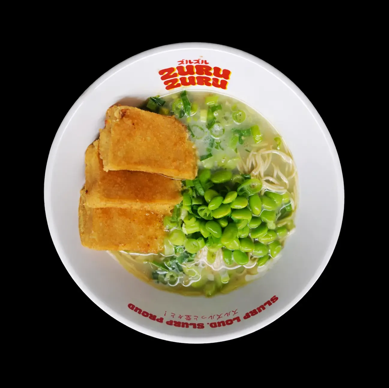 Kinoko and Chashu Tofu,  Broth : Japanese mushroom and   porcini soy milk broth   What’s inside : tofu ‘chashu’,   spring onion, edamame