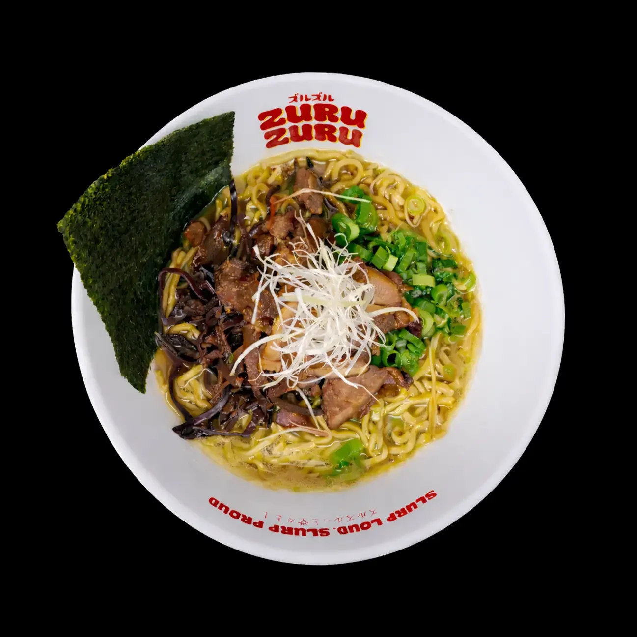 Chashu Chicken, Broth : Corn fed chicken bone broth  What’s inside : chashu chicken, leek,  spring onion, wood ear fungus