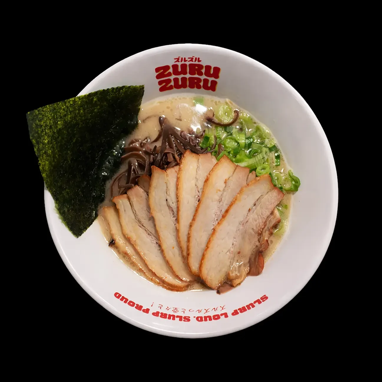 Tonkotsu Original Broth : Pork and corn fed chicken broth     What’s inside : chashu porkbelly,   spring onions, wood ear fungus