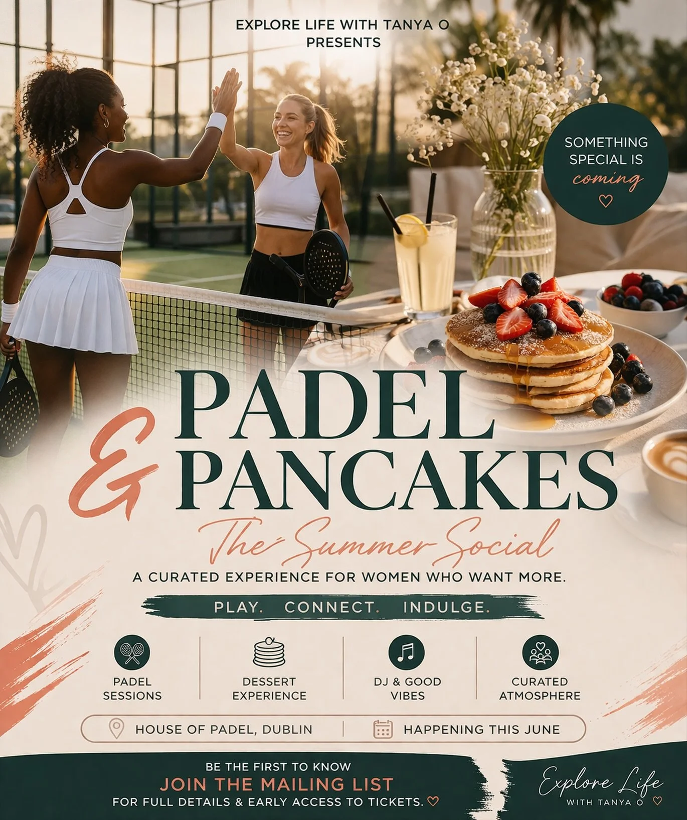 You asked for something different this summer&hellip; this is it.

Padel &amp; Pancakes ☀️🎾🥞

A curated social experience designed for women who want more than just another day out.

📍 House of Padel, Dublin
Happening this June

Mailing list gets 