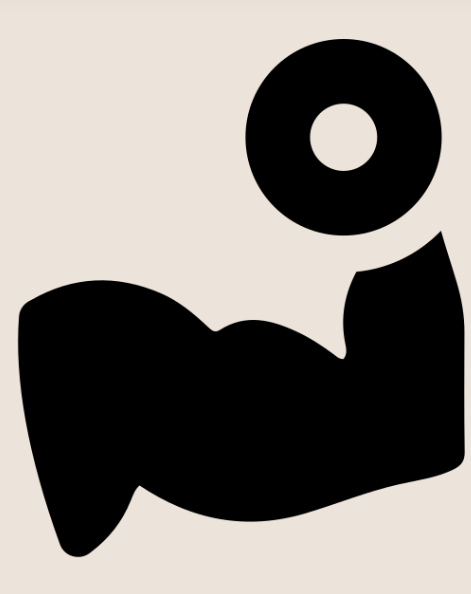 A black letter 'Q' with a muscular arm forming the tail of the letter on a light background.