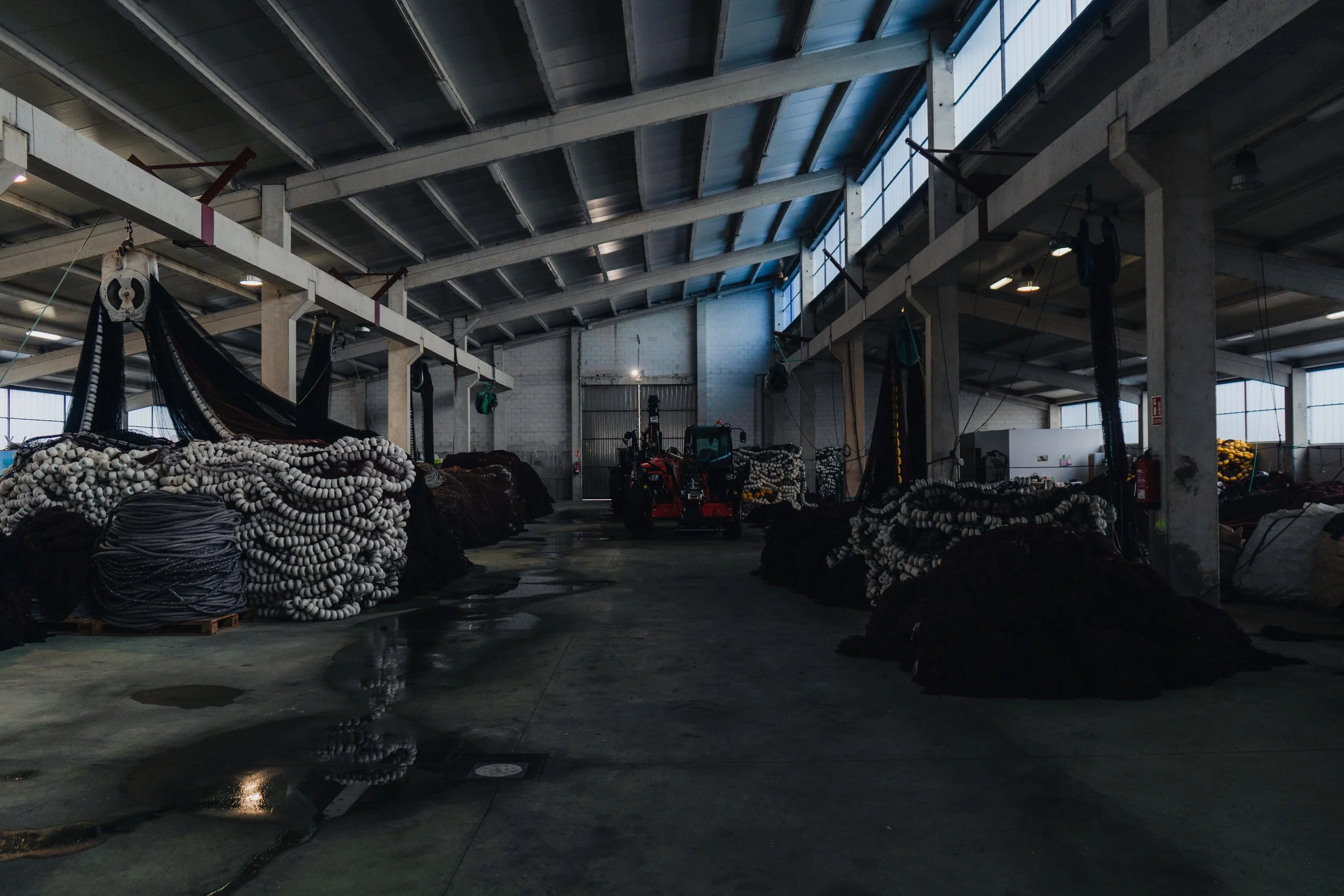 Workshop where net menders work at the port of Ribeira, northwestern Spain, March 2025.