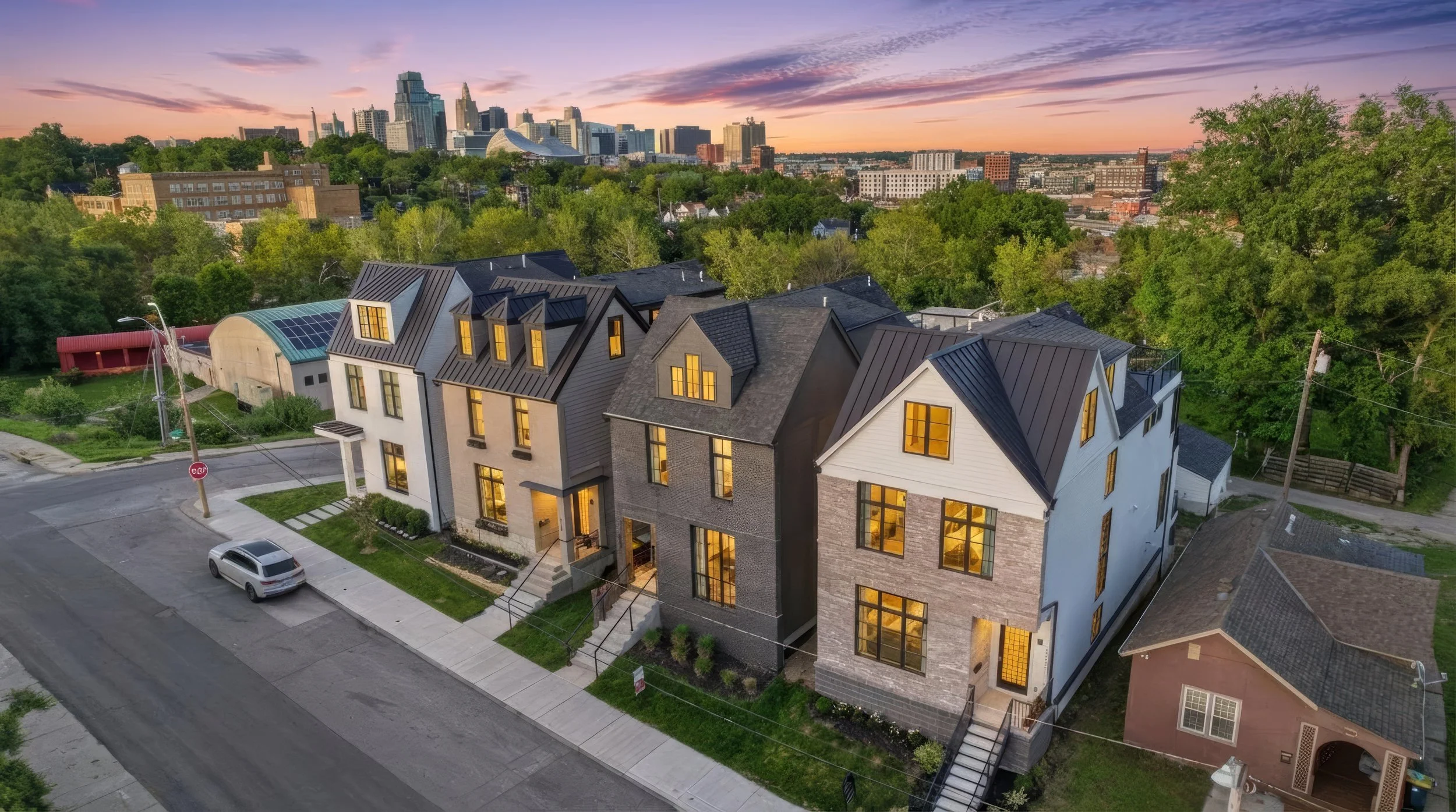 Aerial Twilight Photo of modern home in kansas city.jpg