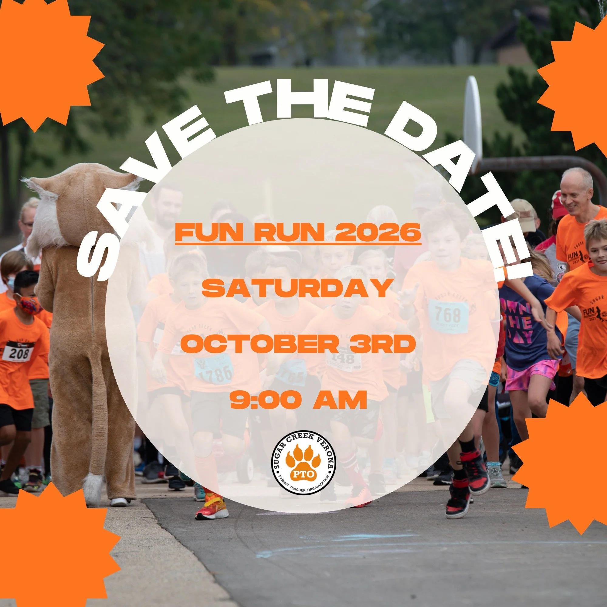🏃&zwj;♀️🏃&zwj;♂️ Save the Date: 12th Annual Sugar Creek Fun Run! 🏃&zwj;♀️🏃&zwj;♂️

📅 Date: Saturday, October 3rd ⏰ Time: 9:00 AM 

Calling all Sugar Creek students and families! Lace up those sneakers and join us for a morning of fun, laughter, 