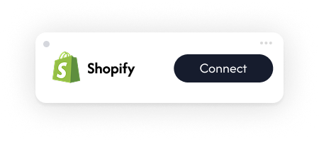 Shopify logo with a 'Connect' button on a digital interface.