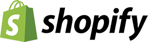 Shopify logo featuring a green shopping bag icon with a white 'S' and the word 'Shopify' in black text.