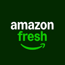 Amazon Fresh logo on a dark green background