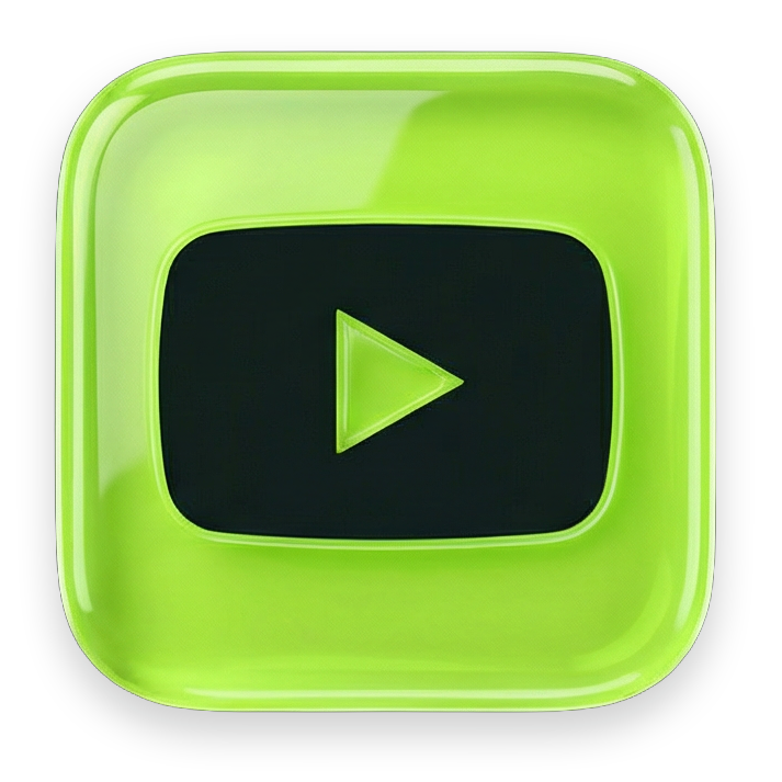 Green iOS liquid-glass YouTube icon for Xtreme Car & Truck Accessories in Bridgeville, PA — follow for videos and installs.