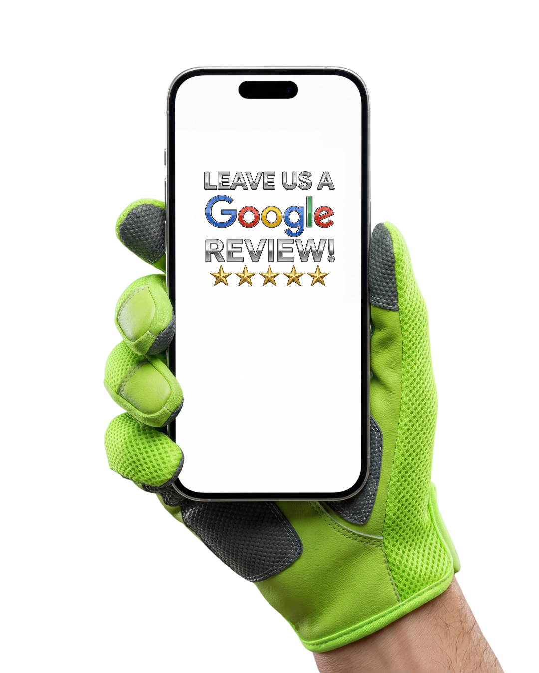 Hand holding a phone that says “Leave us a Google review” for Xtreme Car & Truck Accessories in Bridgeville, PA.