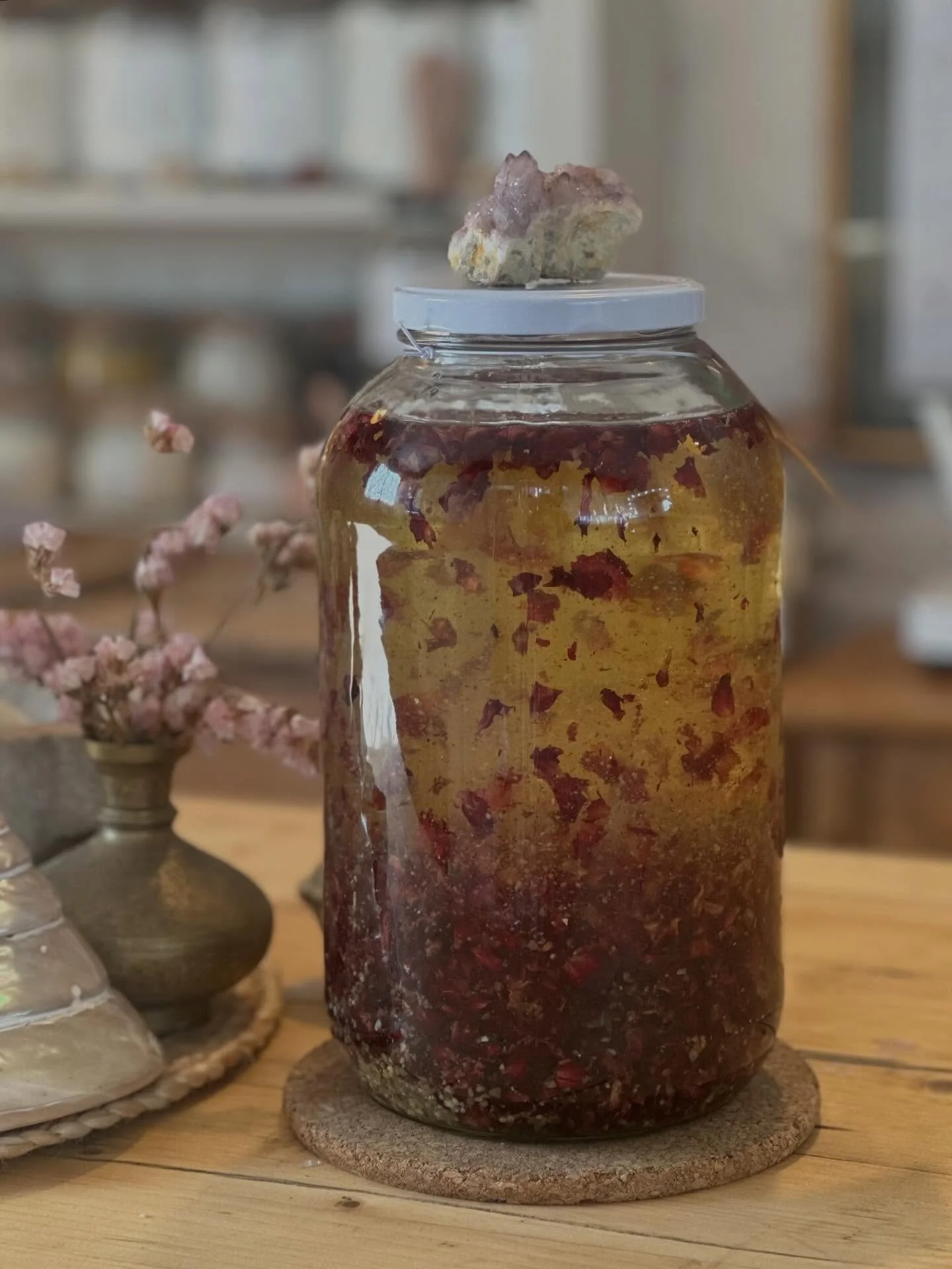 Huge jar of Rose &amp; Oman Frankincense infused oil. 🌹